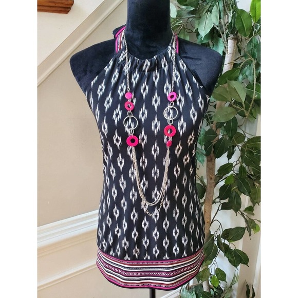 White House Black Market Women's Polyester Halter Neck Sleeveless Blouse Size M - Picture 2 of 10